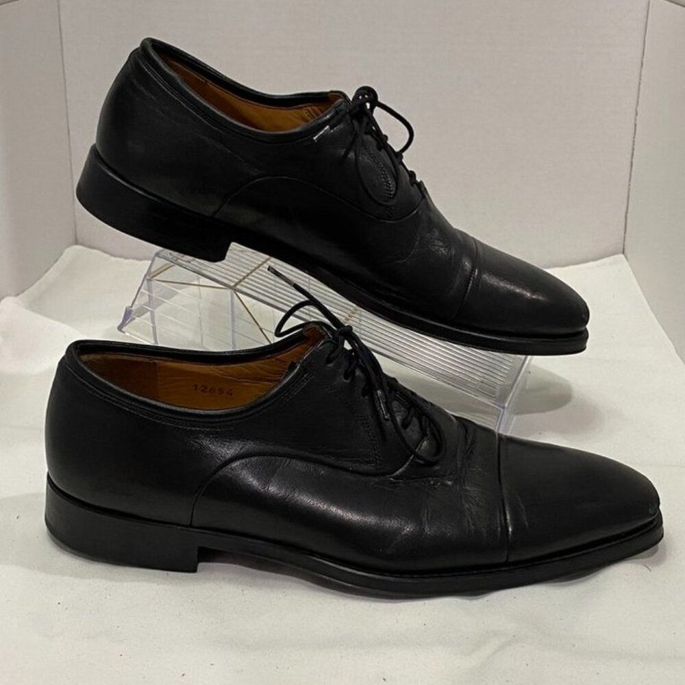 Magnanni Black Cap Toe Leather Oxford Dress Shoes Men’s 9D